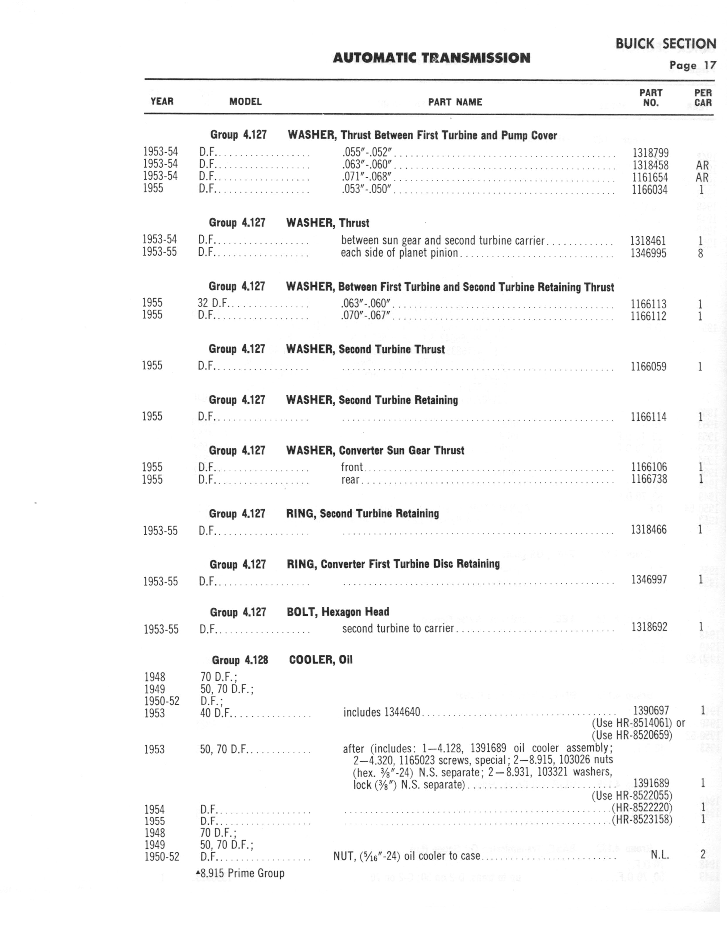 A3010 Automatic Transmission Parts Catalog HydraMatic, PowerGlide
